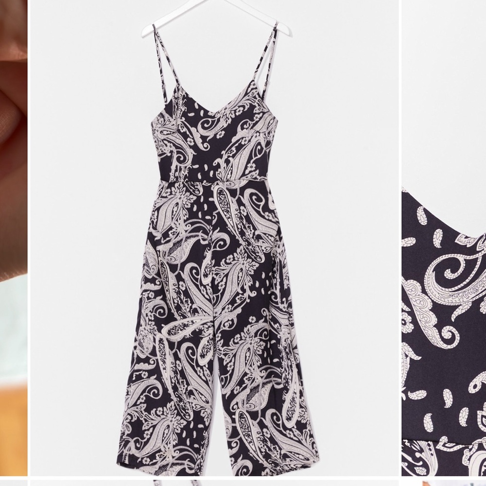 Nastygal tie low back paisley jumpsuit size 8